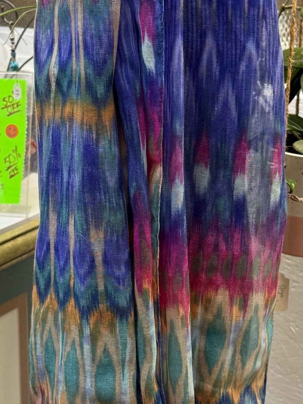 Source Unknown Multicolor Tie-Dye Scarf - Blue, Pink, Teal & Gold